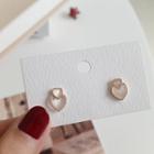 Non-matching Heart Stud Earring 1 Pair - As Shown In Figure - One Size