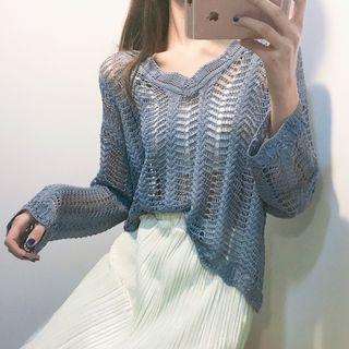 Loose Knit V-neck Sweater