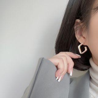 Alloy Open Square Earring 1 Pair - S925 Silver Stud Earrings - Gold - One Size