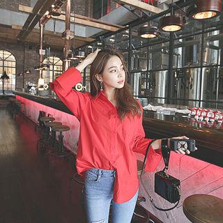 Long-sleeve Colored Blouse