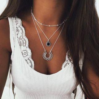 Alloy Pendant Layered Choker Necklace As Shown In Figure - One Size