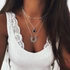 Alloy Pendant Layered Choker Necklace As Shown In Figure - One Size