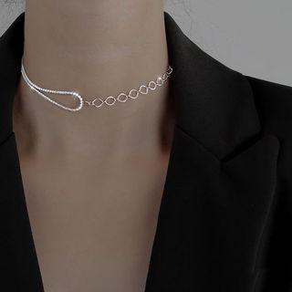 S925 Sterling Silver Cropped Lock Necklace Necklace - One Size