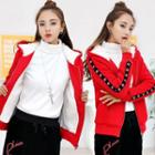 Eyelet Detail Fleece Lined Zip Hoodie