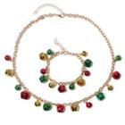 Set: Color Block Bell Necklace + Bracelet