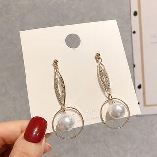 Rhinestone Faux Pearl Dangle Earring 1 Pair - E1707 - Gold - One Size