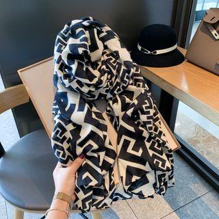Patterned Scarf Black & Beige - One Size