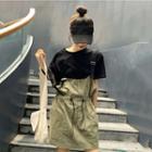 Crew-neck Short-sleeve T-shirt / Drawstring Jumper Dress