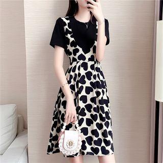 Short-sleeve Animal Print A-line Dress