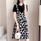 Short-sleeve Animal Print A-line Dress