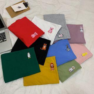 Long-sleeve Embroidered Cartoon T-shirt