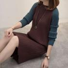 Raglan-sleeve Rib Knit Dress