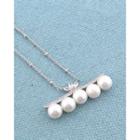 Faux-pearl Bar-pendant Long Necklace