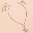 Butterfly Pendant Alloy Necklace Butterfly - Silver - One Size