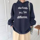 Letter-printed Slit-side Hoodie