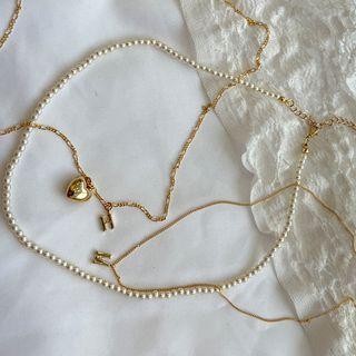 Set Of 3: Pendant Chain Necklace Gold - One Size