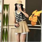 Striped Knit Tank Top / Mini A-line Skirt / Set
