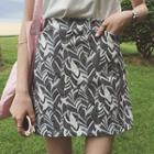 Leaf Print A-line Mini Skirt