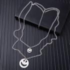 Stainless Steel Smiley Pendant Layered Necklace As Shown In Figure - One Size