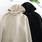 Plain Hooded Long-sleeve Knit Dress