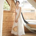 Set: Spaghetti Strap Maxi Sundress + Long-sleeve Mesh Top