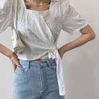 Square-neck Knotted Crop Top