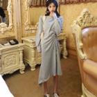 Long-sleeve Midi Asymmetric Dress Gray - One Size