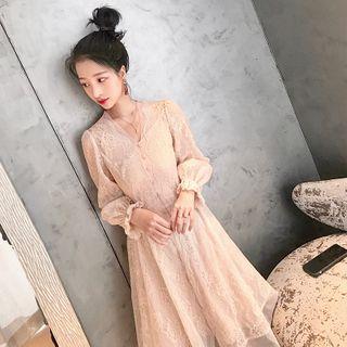 Lace Long-sleeve A-line Dress / Sleeveless A-line Dress / Midi Dress