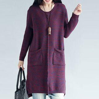 Pocketed Long Sleeve Midi Dress