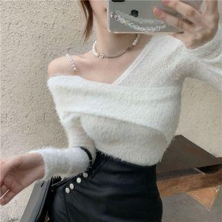 Cold-shoulder Wrap Sweater