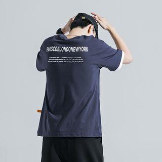 Mock Two-piece Short-sleeve Lettering T-shirt