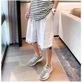 Mock Two-piece Print Lining Shorts