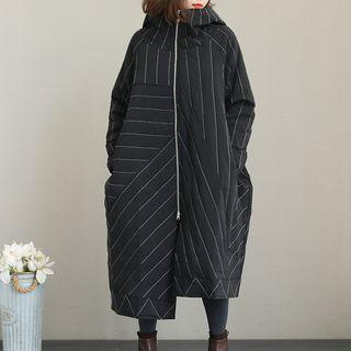 Hooded Padded Long Coat As Shown In Figure - One Size