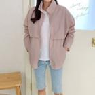 High-neck Curve-hem Windbreaker