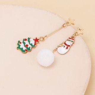 Christmas Pom Pom Asymmetrical Alloy Dangle Earring (various Designs)
