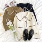 Long-sleeve Peter Pan Collar Contrast Trim  Jacket