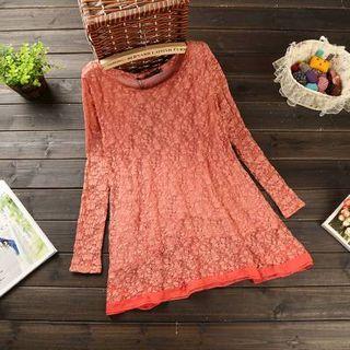 Lace Chiffon Long-sleeve Dress