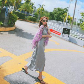 Tie-front Floral Chiffon Cardigan