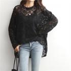 Dip-back See-through Boxy Lace Top