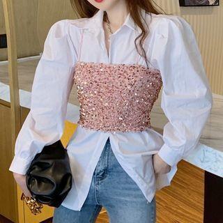 Shirt / Spaghetti Strap Rhinestone Top