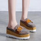 Plaid Fabric Platform Slide Loafers