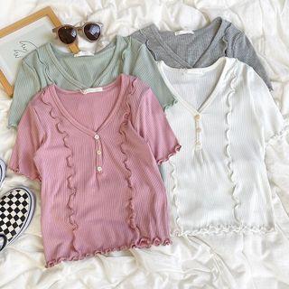 Elbow-sleeve Lettuce Edge Top