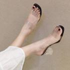 Faux Leather Transparent Block Heel Slide Sandals