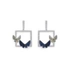 Fashion And Elegant Geometric Square Butterfly Earrings With Cubic Zirconia Silver - One Size
