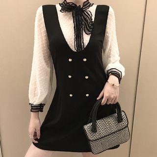 Dotted Chiffon Blouse Black - One Size