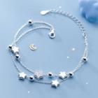 Star Bead Layered Bracelet Silver - One Size