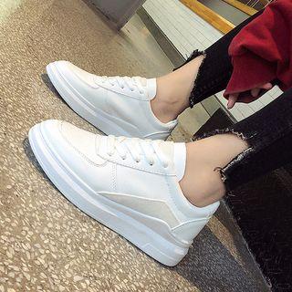 Panel Faux Leather Platform Sneakers
