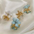 Set Of 2: Flower Faux Crystal Hair Clamp