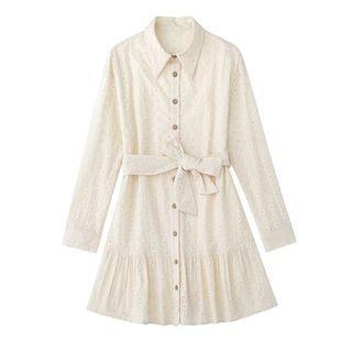 Eyelet Mini A-line Shirtdress
