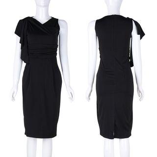 Plain Ruffle Trim Sleeveless Midi Dress